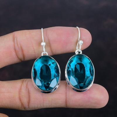 Faceted Indicolite Earring Genuine Gemstone Earring 925 Sterling Silver Earring Beautiful Indicolite Jewelry Handmade Earring Gifts For Wife