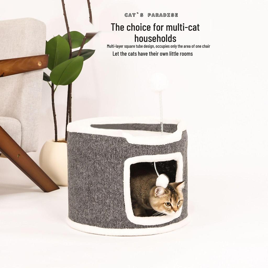 Winter Cat Bed & Scratching Post: Warm, Durable Felt, Removable, Washable, Integrated Cat Tree