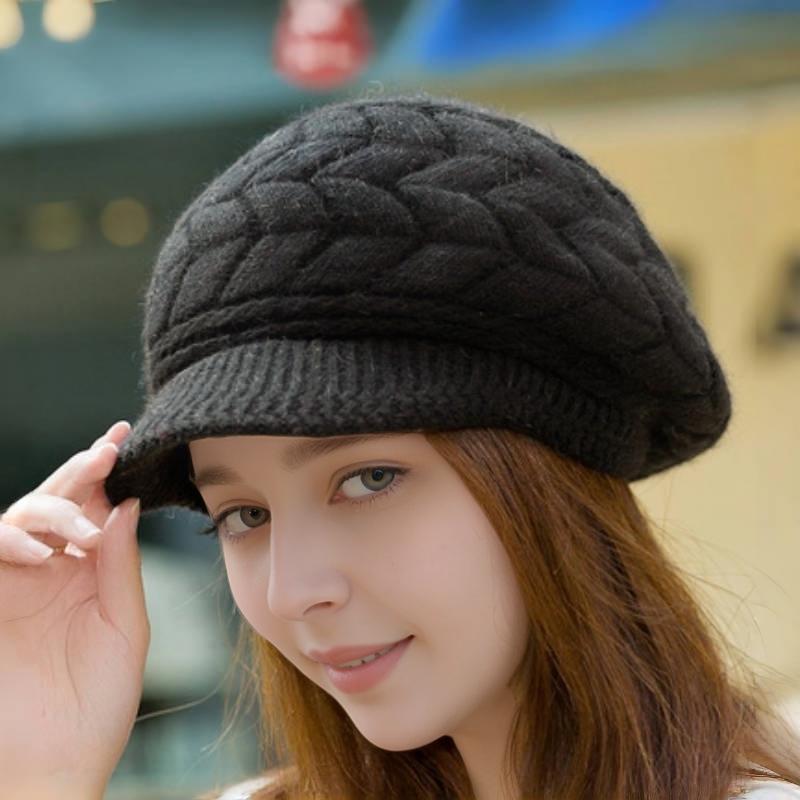 

Универсальный однотонный берет для женщин среднего и пожилого возраста - Плюс бархат, толстая вязка, шерсть, осень/зима