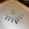 "High-End Luxury Drop Necklace and Earrings Set - European and American Niche Versatile Jewelry"