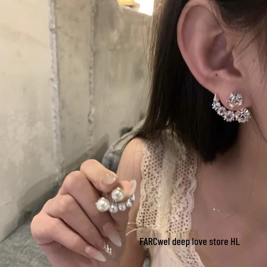 Luxurious European & American Diamond Tassel Stud Earrings for Evenings and Parties