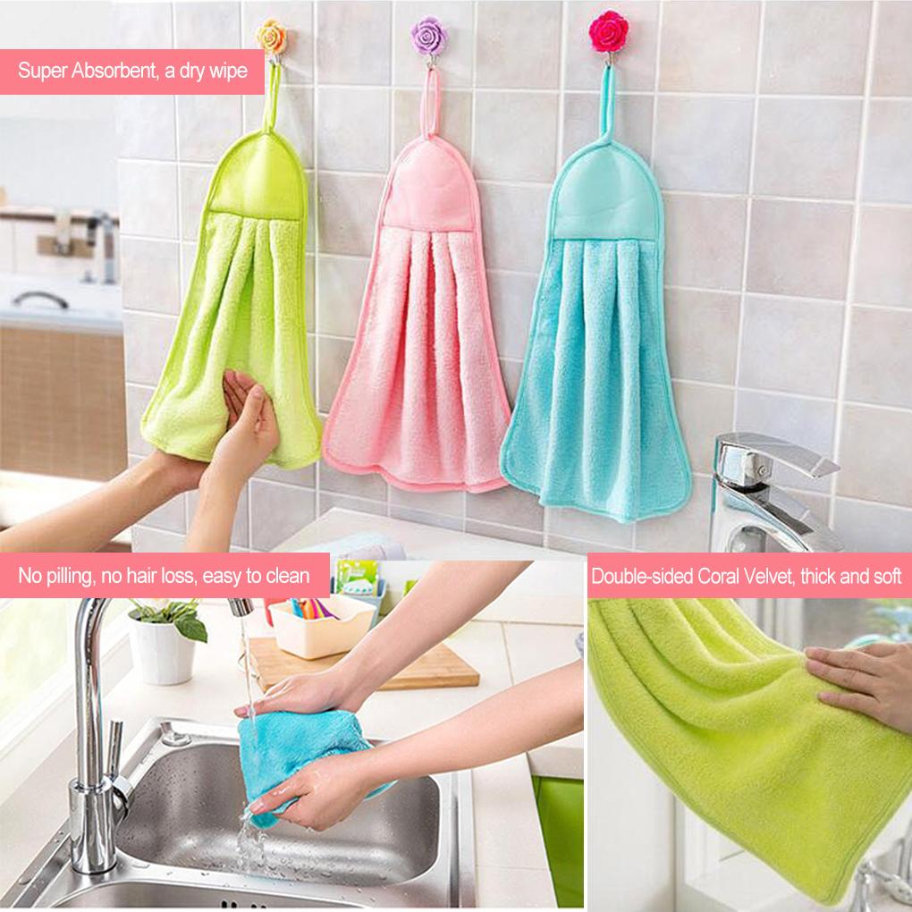 1pcs Kitchen Towel Hanging Kitchen Dish Cloths Cleaning Drying Hand Towel