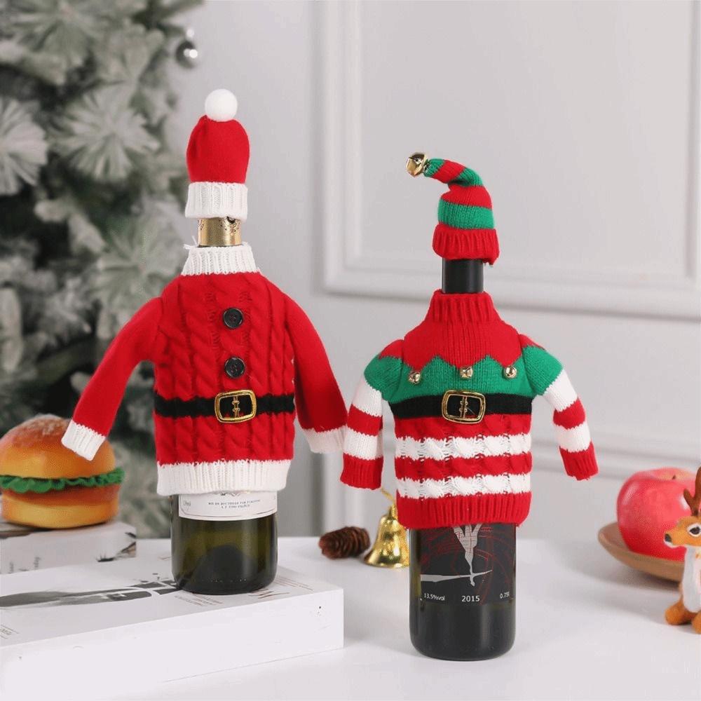 DIY Christmas Wine Bottle Cover Creative Wine Bottle Knitted Sweaters Party Supplies