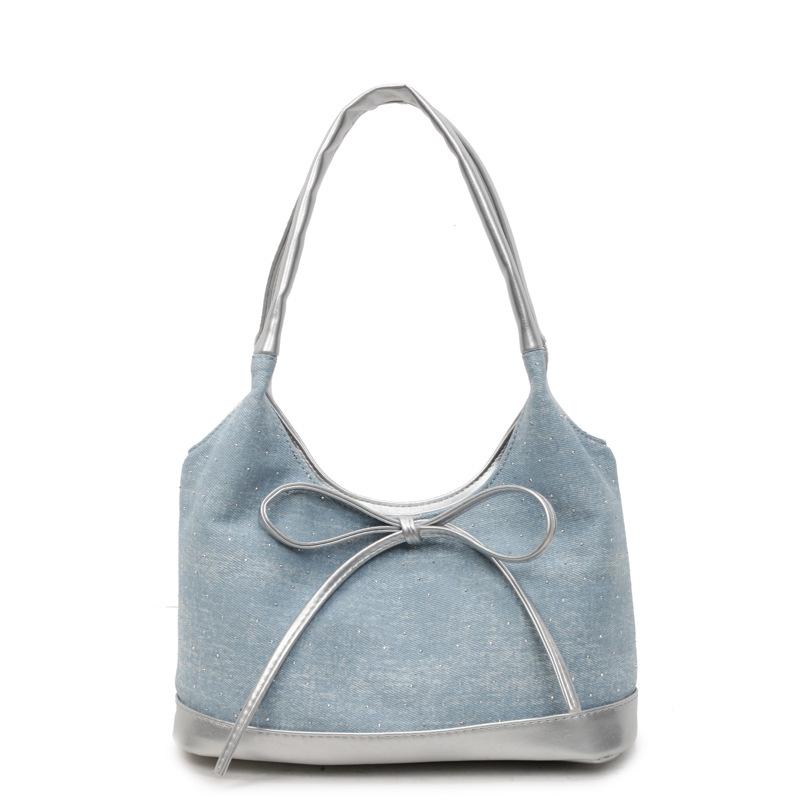 Lässige Denim-Achseltasche Damen neue Mode College-Stil Tragetasche Splicing Umhängetasche