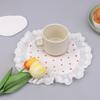 Lace Ruffles Placemats Heart Pattern Table Napkins Soft Flounced Cloth Cups Mat For Home Party Wedding Decoration