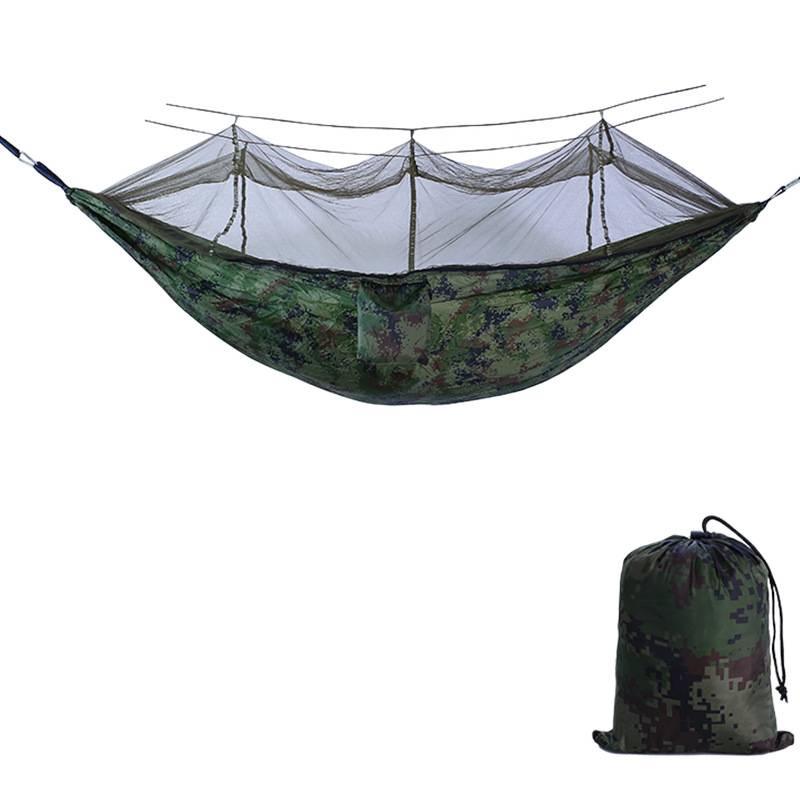Single & Double Quick-Open Camping Hammock with Mosquito Net - Anti-Roll, Parachute Cloth, Outdoor Use