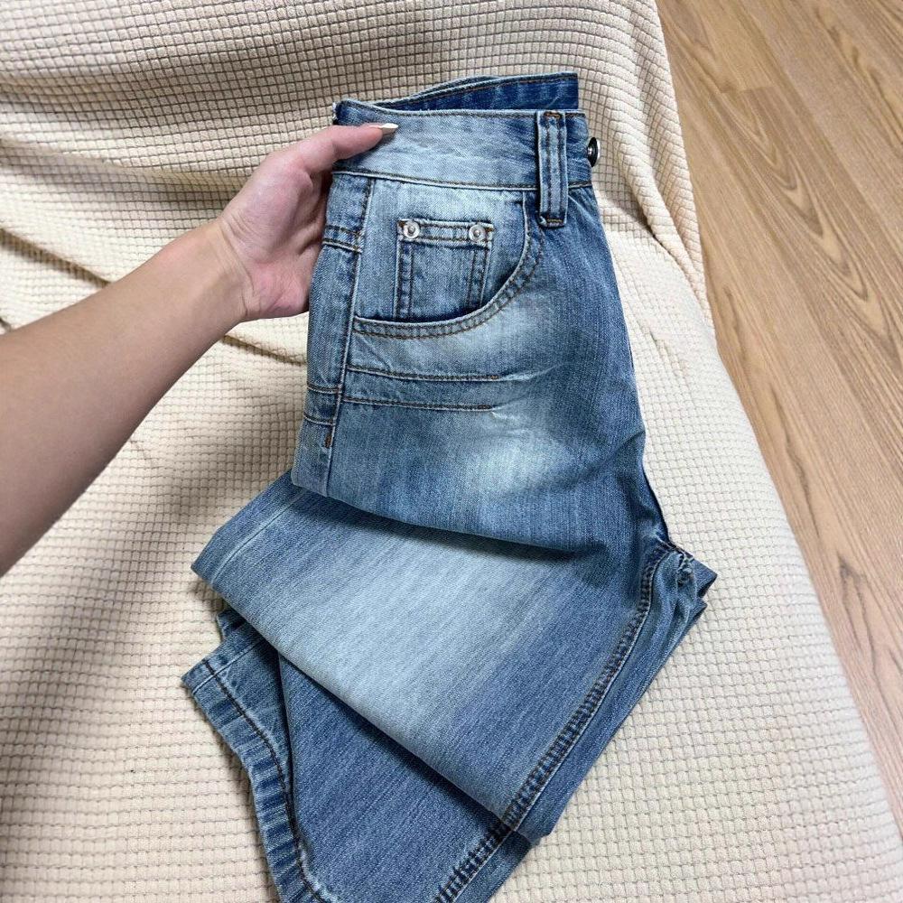 Design Sense Embroidered Light Blue Straight Jeans Women's Autumn Washed Loose High-waisted Skinny Drape Trousers Jeans for Women Long Denim Pants