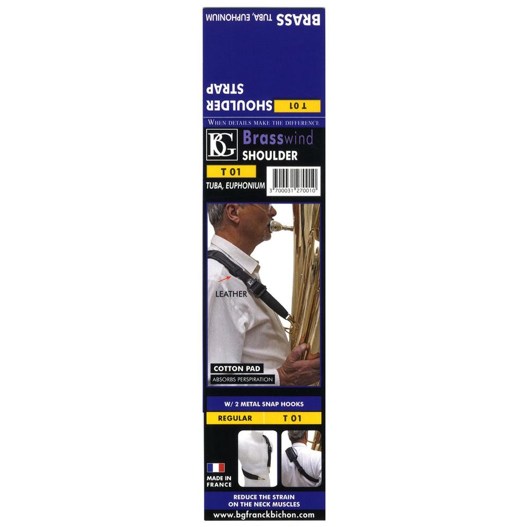 BG BRASS WIND Shoulder Strap for TubaEuphonium with 2 Metal Snap Hooks, T01 Black