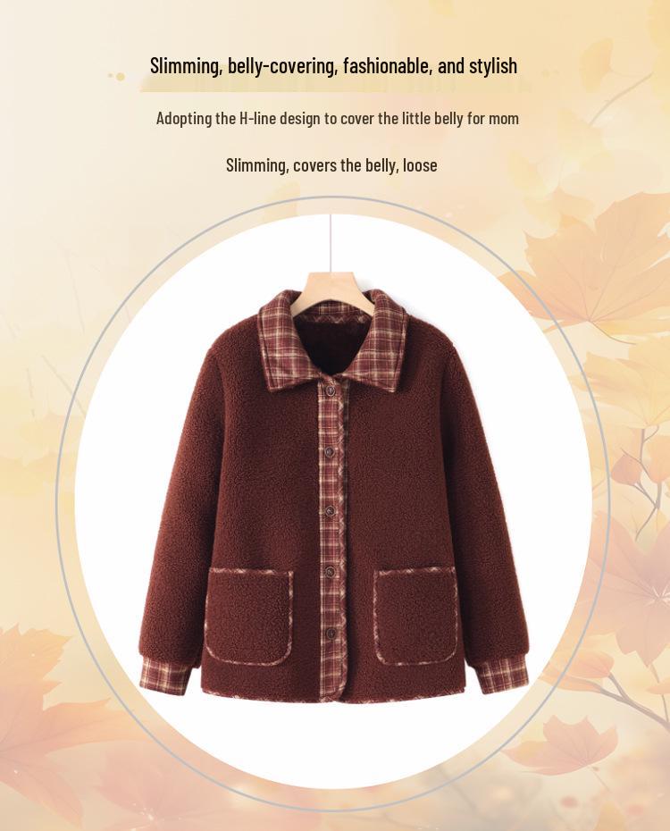 Women's Plaid Patchwork Fleece Lapel Jacket Cardigan – New Spring Arrival