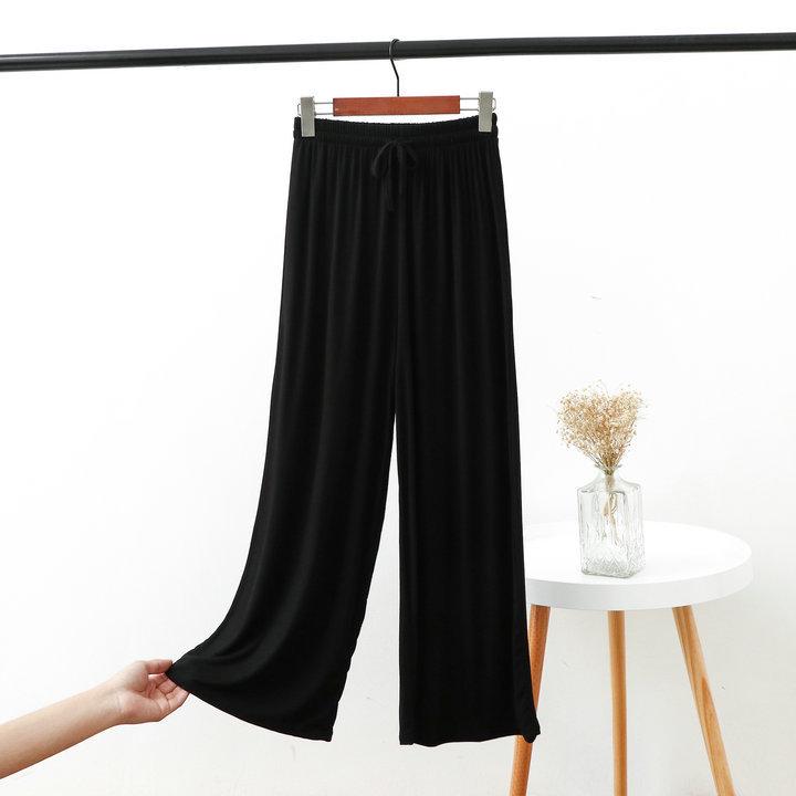 

Женские брюки с высокой талией и широкими штанинами из модала и хлопка 2023 года — облегающие повседневные брюки с девятью точками драпировки на весну/лето XXL