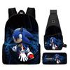 Backpack, Primary School Student Animation Schoolbag, Cartoon Backpack, Satchel, Pencil Bag, Three-Piece Set.