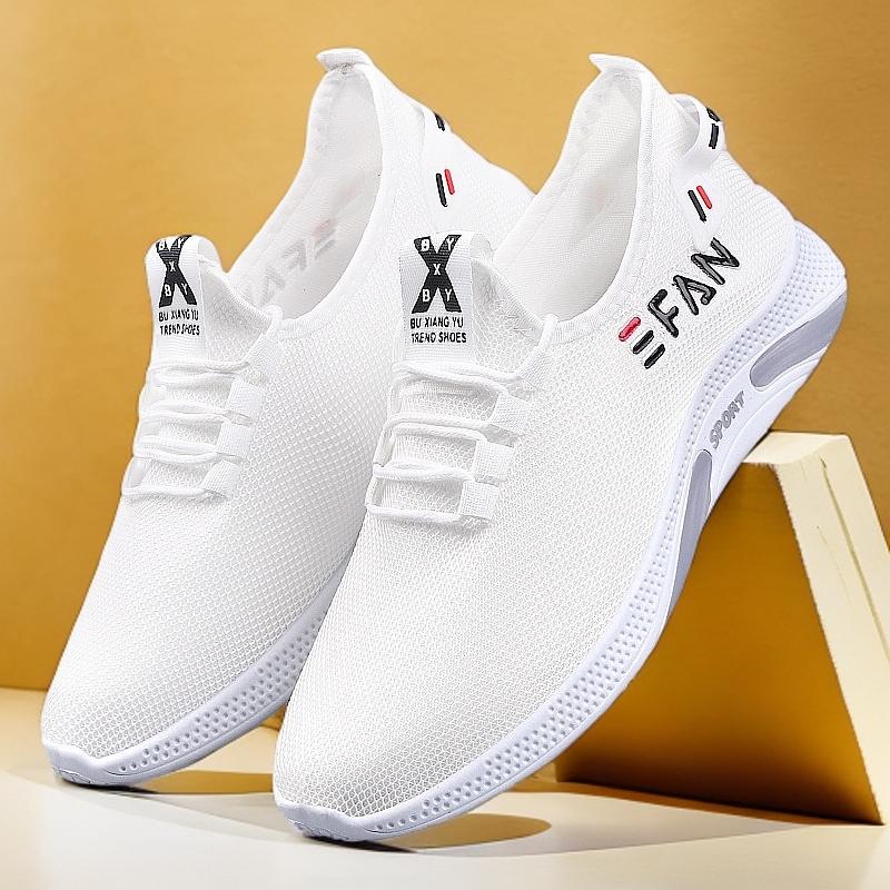

2025 Весна и Лето Новая Уличная Обувь для Бега Мужская Нескользящая Обувь для Ходьбы Мужская на Мягкой Подошве Модная Обувь Повседневная Спортивная Обувь 41 белый