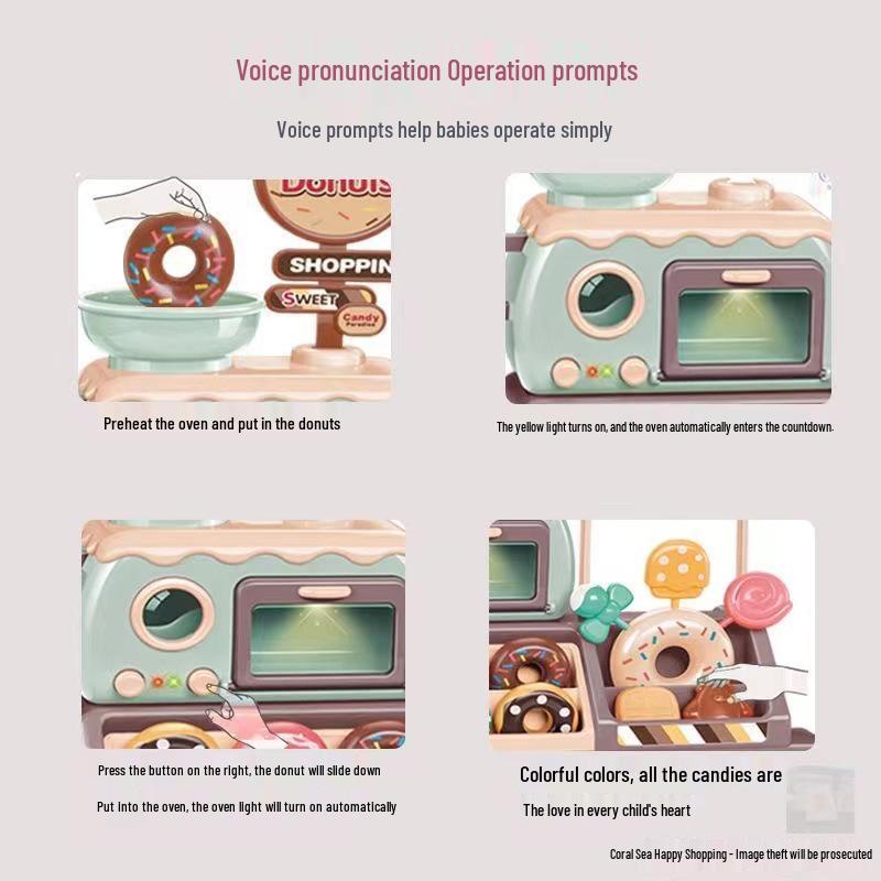 Cross-border Kids' Donut Kitchen Playset with Lights & Music