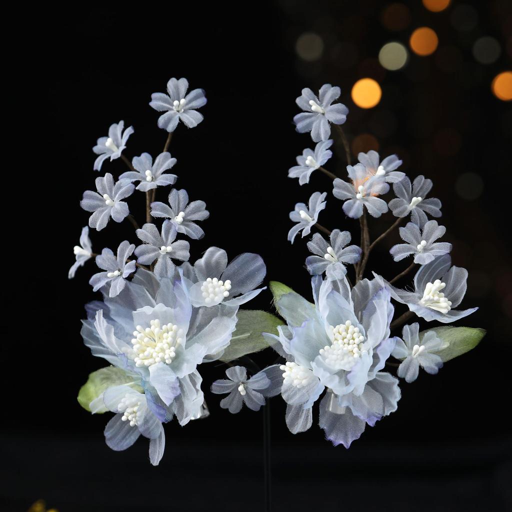 Flower Hair Clips Forks Chinese Hanfu Hair Accessories for Women Hairpin Fork Handmade Vintage Wedding Hair Jewelry Retro Crowns for Girl and Women