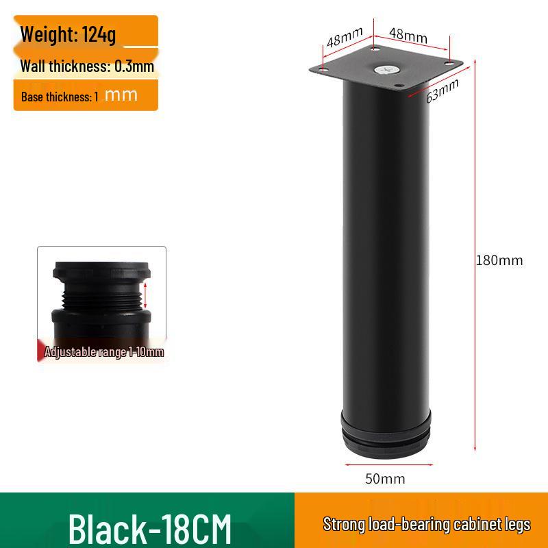 Patas de Mueble Ajustables de Acero Inoxidable Negras para Armarios, Sofás, Muebles de TV, Camas y Mesas de Café
