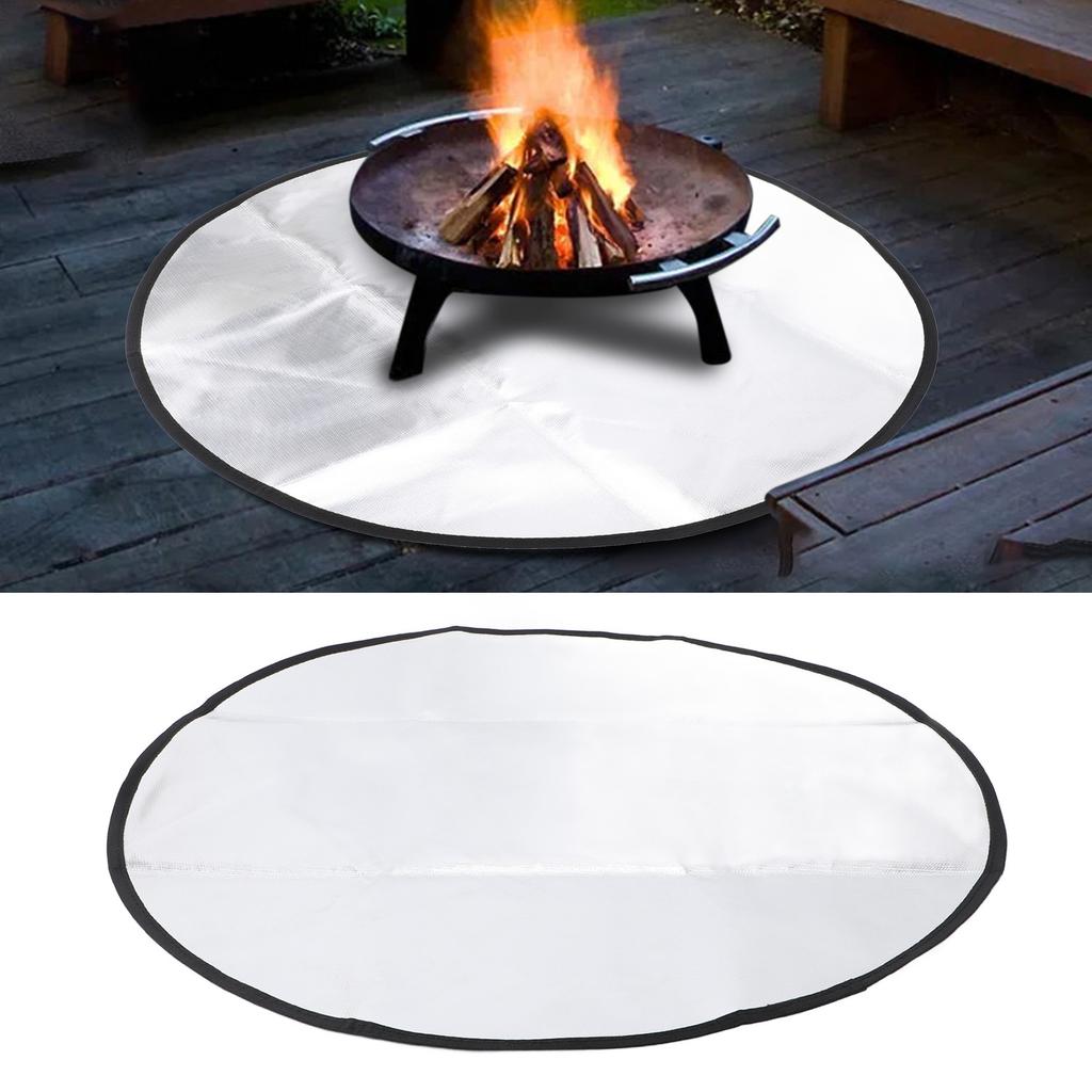 24 Inch Round Outdoor Under Grill Mat  Proof Grill Pad Oilproof Waterproof Heat Resistant Indoor  Place   Pit Mat