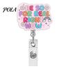 Rotating Badge Reel Nurse Reel, Funny Retractable Glitter Acrylic Name Tag Holder with Decorative Clip, Sparkly Cute ID Card for Teachers Student
