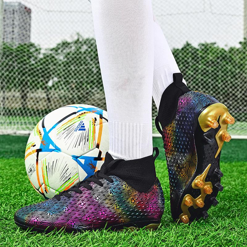 2024 Sapatos de futebol masculinos tamanho grande ultraleve chuteiras de futebol tênis para meninos antiderrapantes AG/TF chuteiras de futebol botas de tornozelo unissex