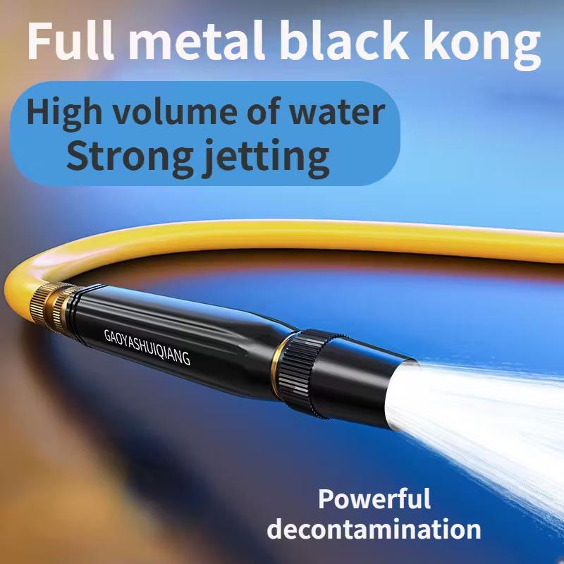 Portable High-Pressure Water Gun 7 Spray Modes Ergonomic Grip Battery-Free Black Gold Lightweight Durable for Car Wash Garden
