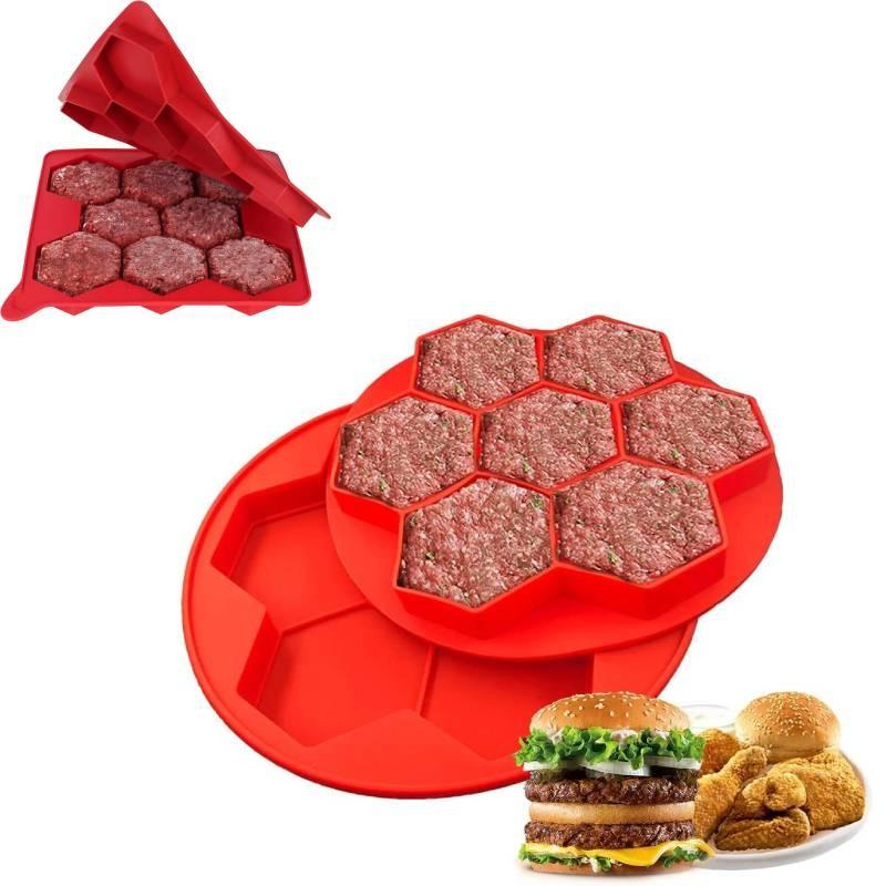 Versatile Eight Cavity Silicone Hamburger Patty Maker For Homemade Burger Delights