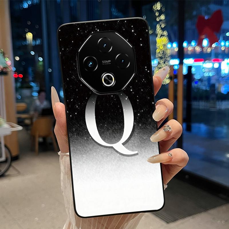 Anti-scratch Phone Case For Umidigi G100 Pro/G100 5G Soft Silicone Black Casing Lucky A-Z Letter With Flower Couple Shell