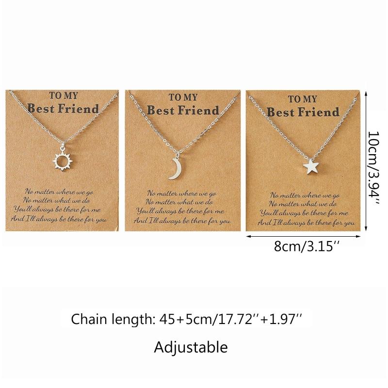 Stainless Steel Fashion Pendant Sun Crescent Moon Star Clavicle Chain Necklace For Women Jewelry Party Friend Gifts
