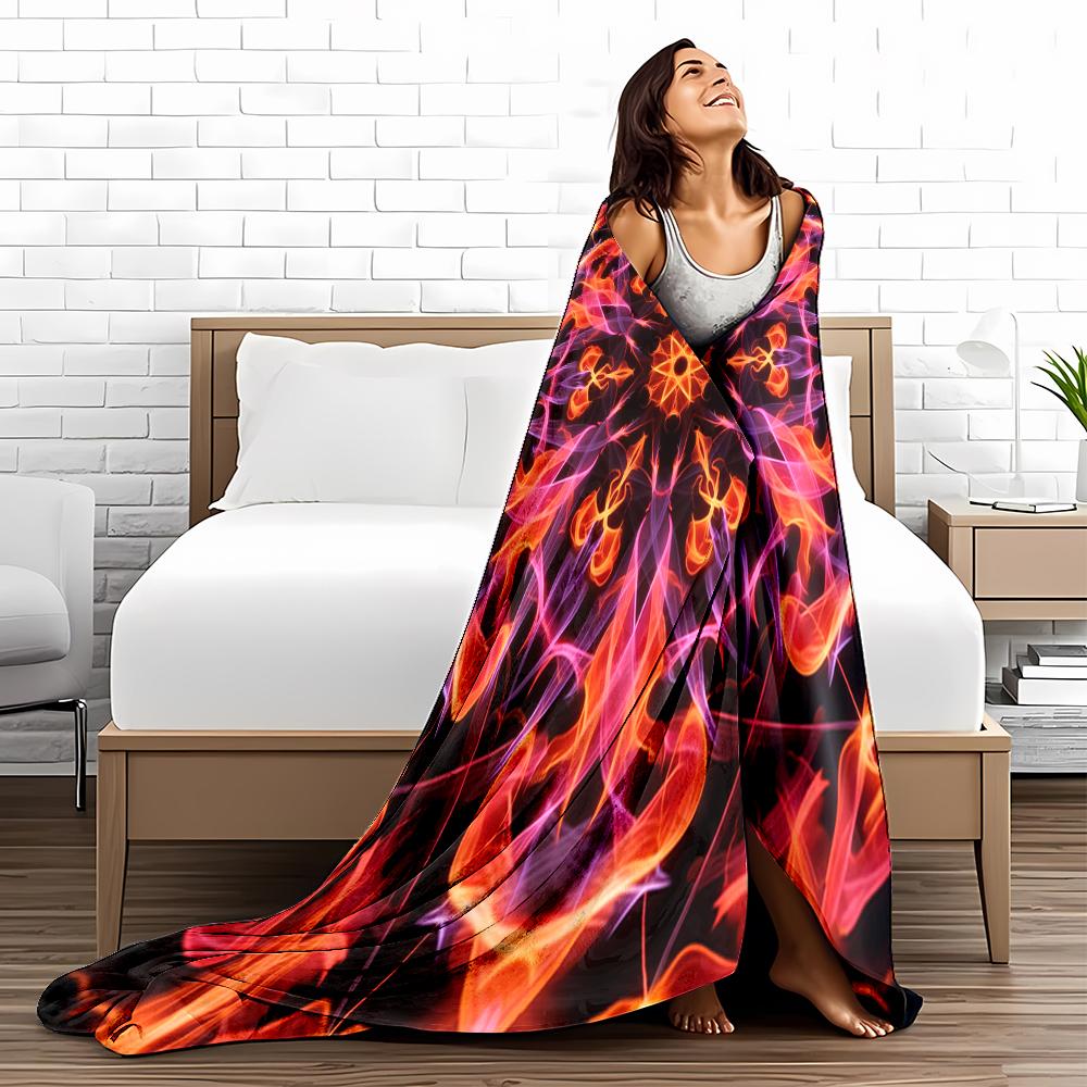 Abstract Fire and Smoke Pattern Blanket - Colorful Design Blanket, Suitable for Use In the Bedroom, Living Room, On the Sofa