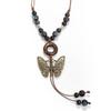 Handmade Vintage Ceramic Butterfly Necklace Ethnic Style Chinese Pendant Unique Women'S Accessory 2XPS001