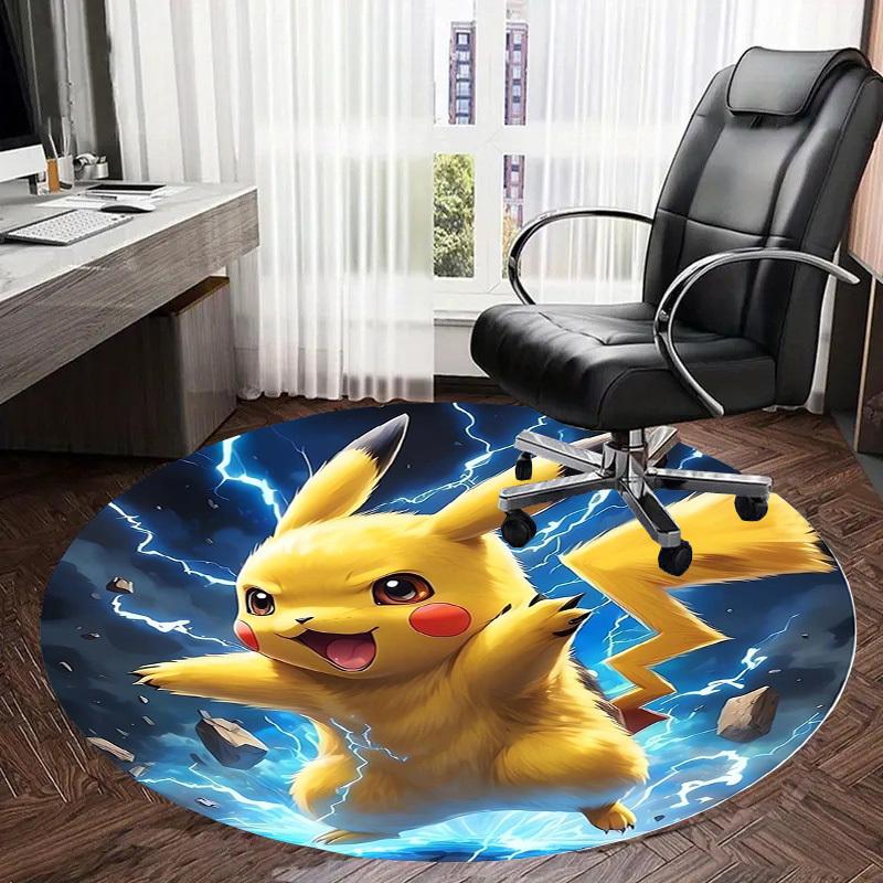 1pc Pikachu Electric Energy Round carpet, Made of Polyester,Perfect for Decorating Office Chairs, Living Rooms,Vibrant Decorative Rug