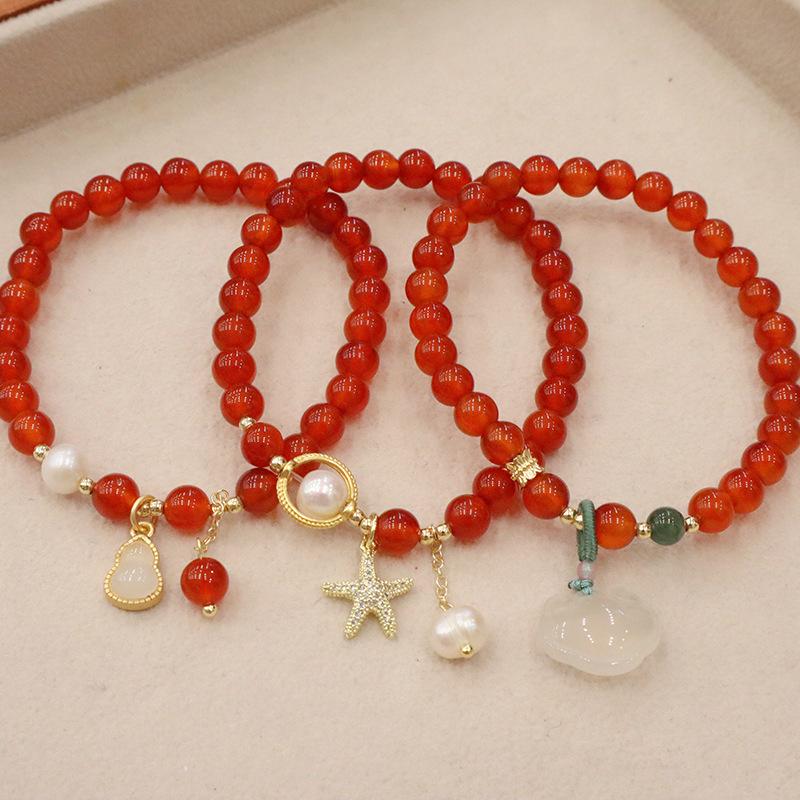 Natural 6mm Agate Bracelet Fashion Women Daily Jewelry Lucky Gift