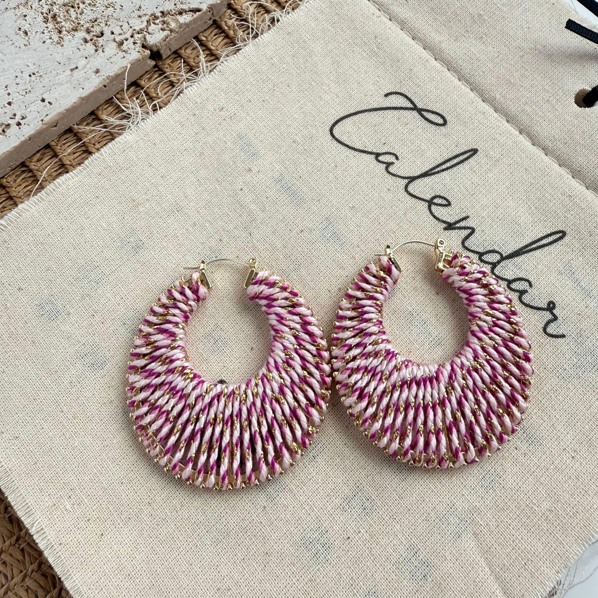 Handmade Retro Woven Stud Earrings: European & American Fashion, Versatile Ear Cuffs & Light Luxury Hoops