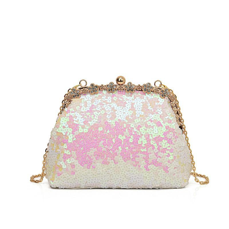 Vintage Clip Clutch Bag Sequins Diamonds Socialite Evening Dress Dinner Niche One-shoulder Cross-body