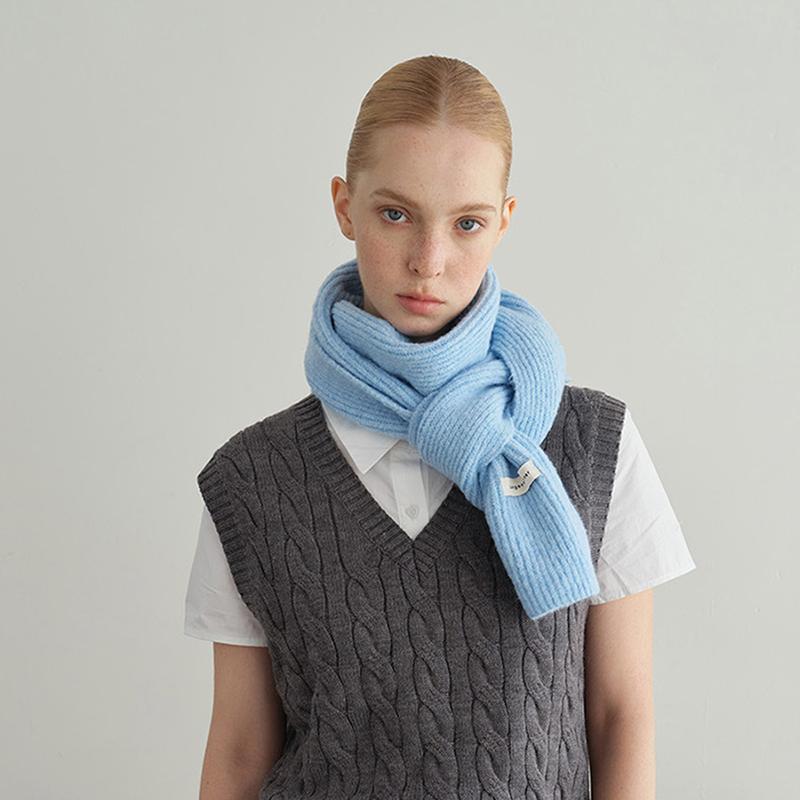 Winter Knitted Wool Scarf For Women Warm Shawls Wrap Scarves Solid Color Design Thick Soft Cashmere Pashmina Neckerchief Poncho