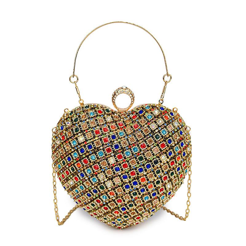 

Luxury Women Diamond Dinner Evening Bags Ladies Rhinestone Glitter Party Clutch Bag Heart Purse разноцветный