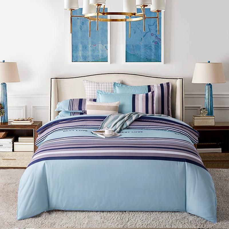 Aloe Cotton Blend Bedding Set Striped Sheet Style Modern Simple 1.2m/1.5m/1.8m/2.0m/2.2m Beds Home Bedroom Decor