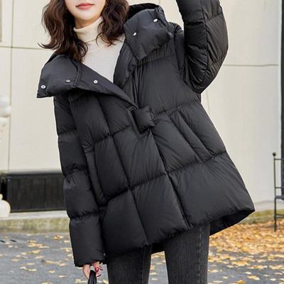 Down Jacket Hooded Women'S Winter Mid-Long New Fashion White Duck Down Plus Size