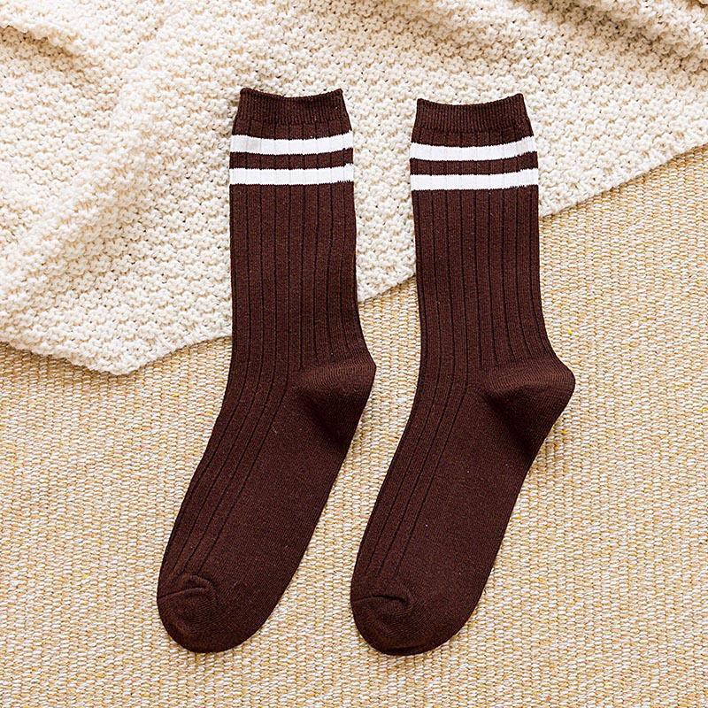 Women's Mid-Tube Solid Color Pile Socks - Spring & Summer Japanese College Style Trend