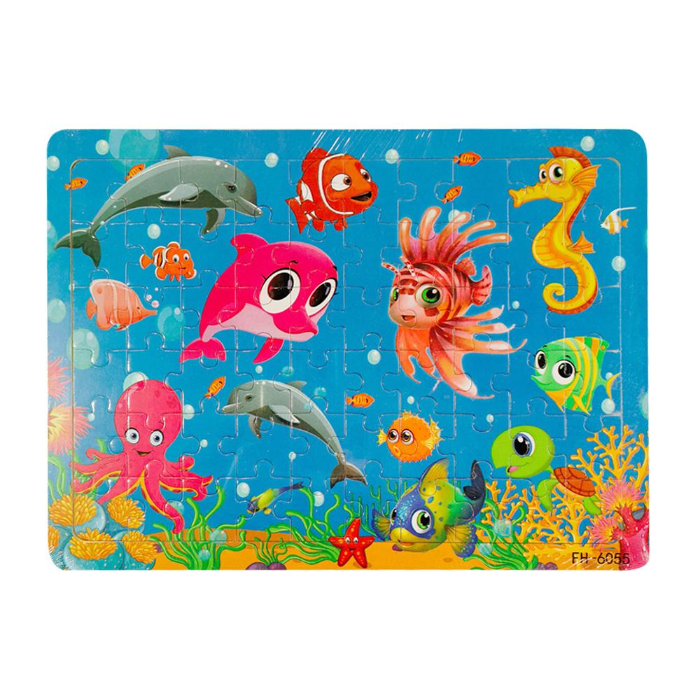 Kids Wooden Cartoon Cognitive Puzzle Baby Colorful Educational Toy For Toddler