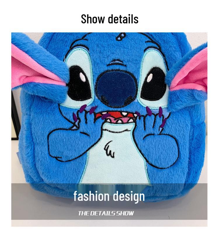 Plush Cartoon Embroidery Backpack for Kids – Cute Double Shoulder Bag