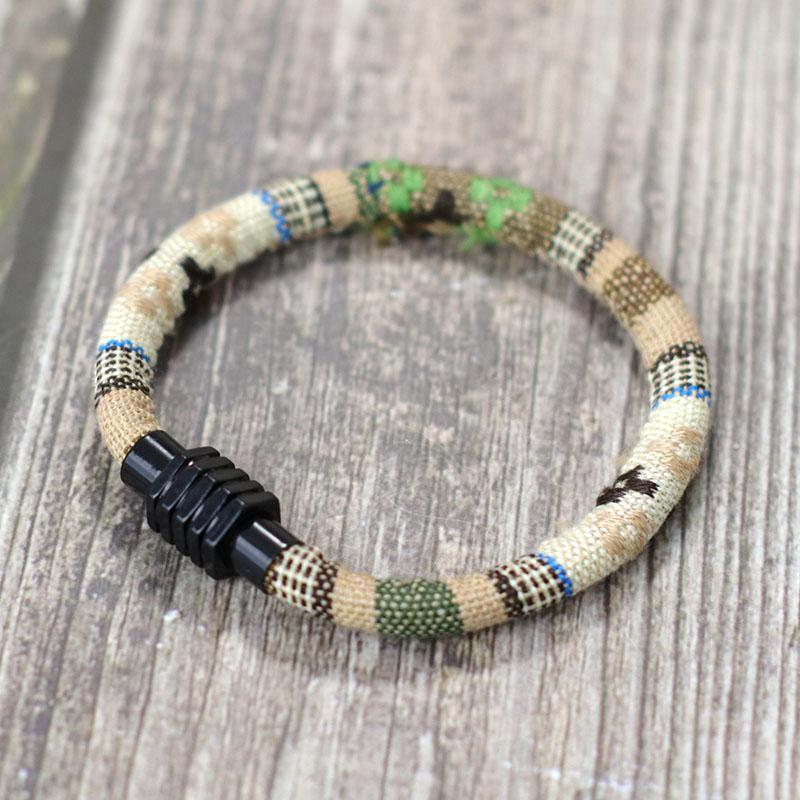 Boho Ethnic Handmade Fabric Bracelet 6mm Width Men Women Tibet Magnetic Braclet For Lover Best Friend Matching Jewelry Homme