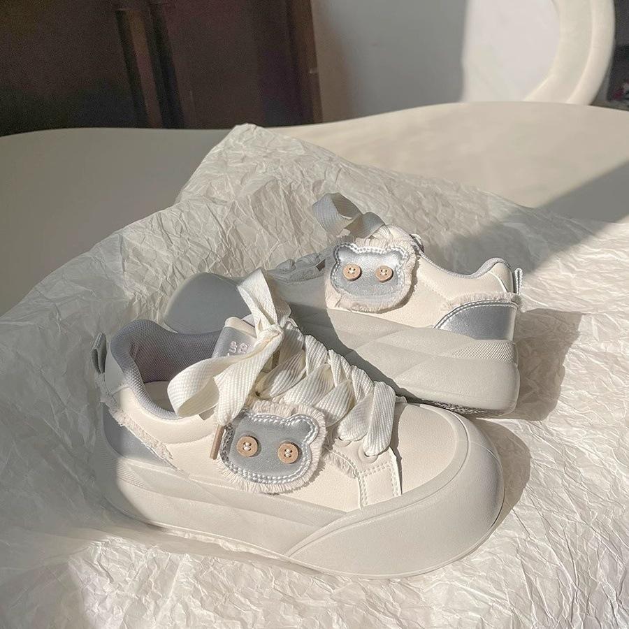 Scarpe a molla Dopamina da donna, nuove scarpe versatili chic, scarpe con plateau bianche, scarpe casual a pane