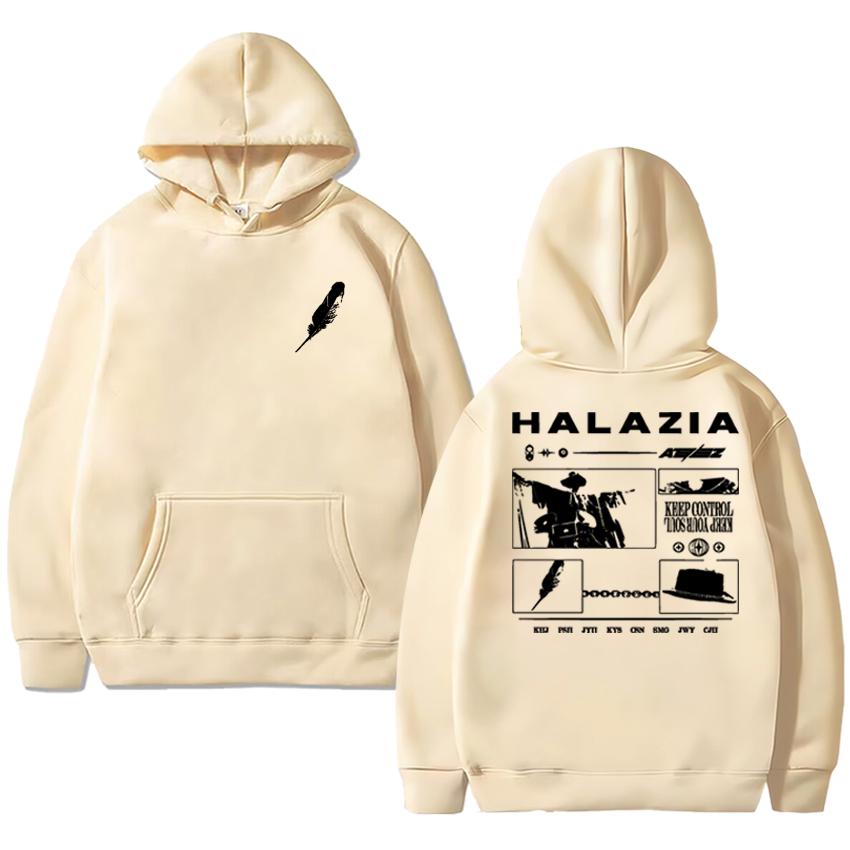 Hot Sale ATEEZ Halazia Double Sided Printed Hoodies Men Women Trend Y2k Casual Sweatshirt Unisex Fleece Long Sleeve Pullovers