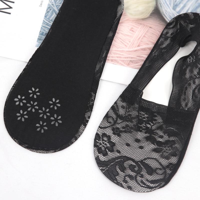 3 Paar Damen Mädchen Sommer Dünn Atmungsaktiv Silikon Rutschfest Damen Socken Spitze Blume Kurze Socke Antirutsch Unsichtbar Knöchelsocken