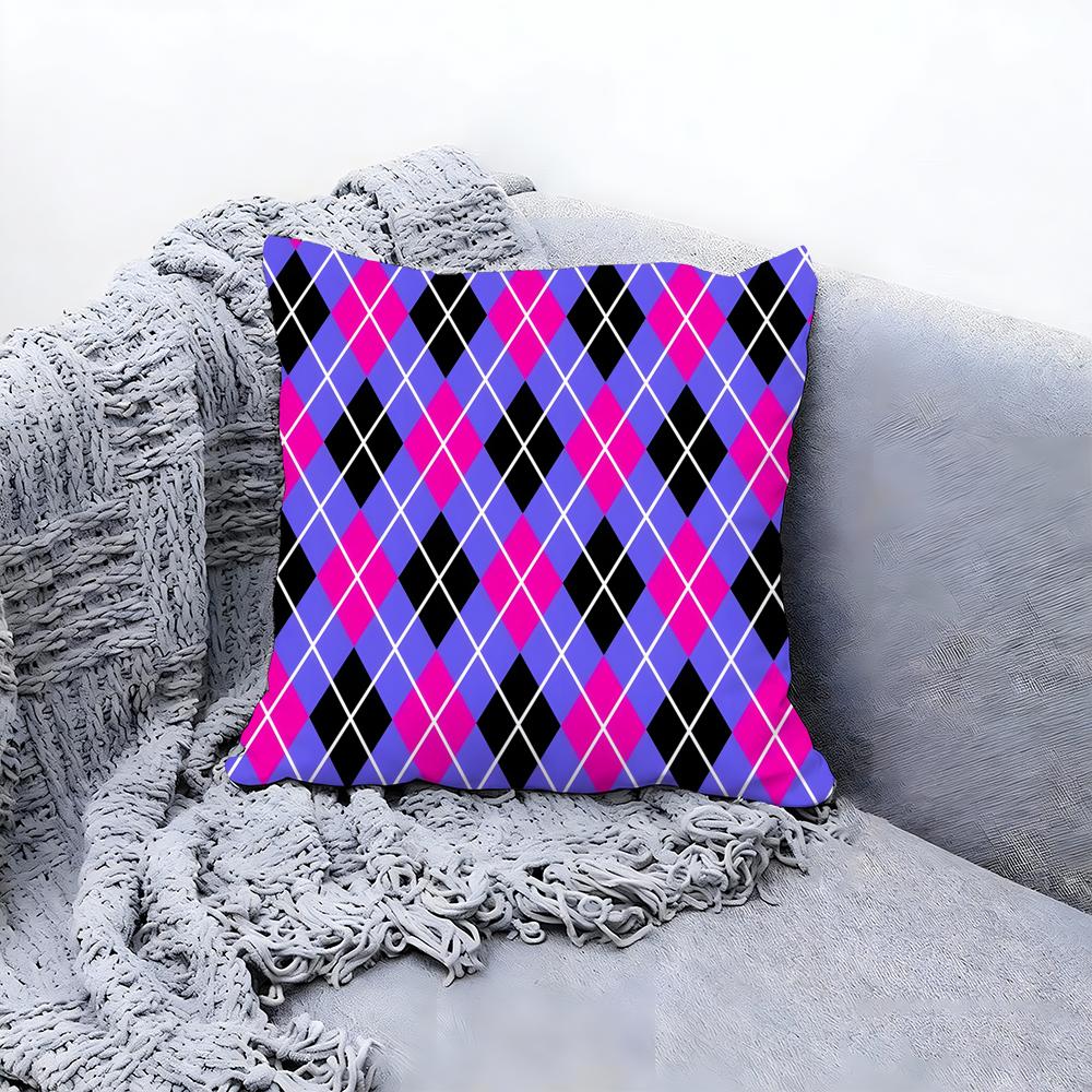 Shiny Diamond Pattern Print Cushion Cover Premium Comfort Reversible Pillow Cove Two in One Design for Any Room Car Interior