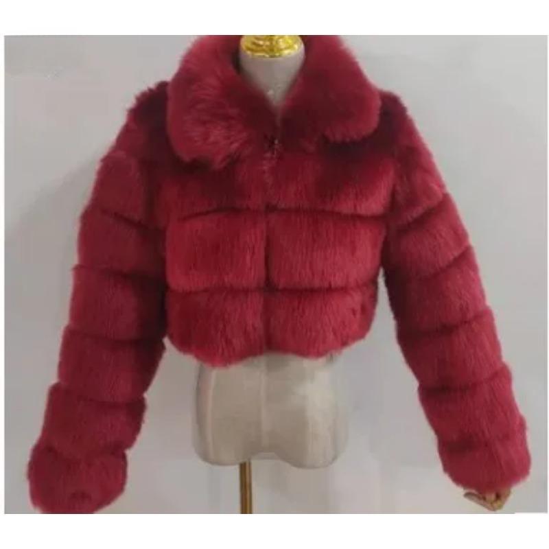 

Повседневная белая черная пушистая осенне-зимняя искусственная шуба женская короткая куртка с длинным рукавом укороченная стеганая меховая куртка для женщин верхняя одежда S вино красного