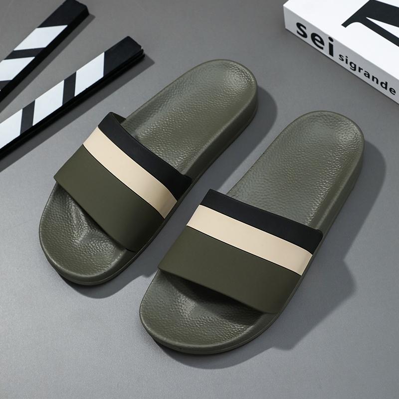 Men Striped Sandal Shoes Summertime Soft Plush Comfort Anti-Skid Slide Shoes Indoor Outside Women Beach Footwear Quick-Dry Eva Platform Light