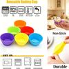 12Pcs Round Silicone Cake Mold, Reusable Air Fryer Muffin Pudding Cupcake Baking Molds, High-Temperature Resistant HPMD007