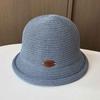 Women's Summer New Sunscreen Thin Crimped Knitted Basin Hat Dome Small Edge Bucket Hat Fashionable Versatile Beach Sun Hat