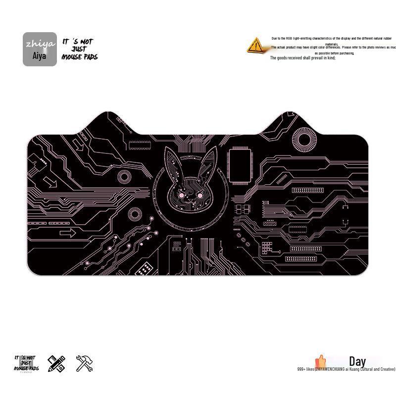 Extra Large Cute Cat Ear Gaming Mouse Pad - Cartoon Keyboard Desk Pad