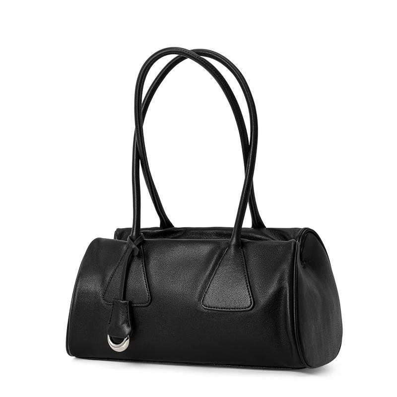 Genuine leather cowhide women's shoulder bag, armpit bag, casual commuter handbag, storage bag, bowling bag, pillow bag